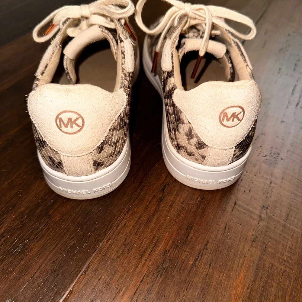 Michael Kors Keating Snake Print Leather Lace Up Casual Sneakers Size 6.5